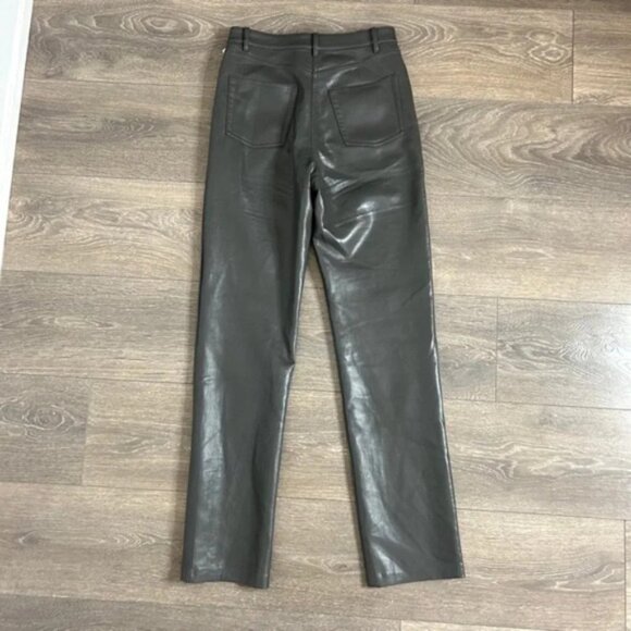 Wilfred Aritzia Melina Pant High waist Straight Leg Gray Faux Leather Size 0 - Picture 9 of 10